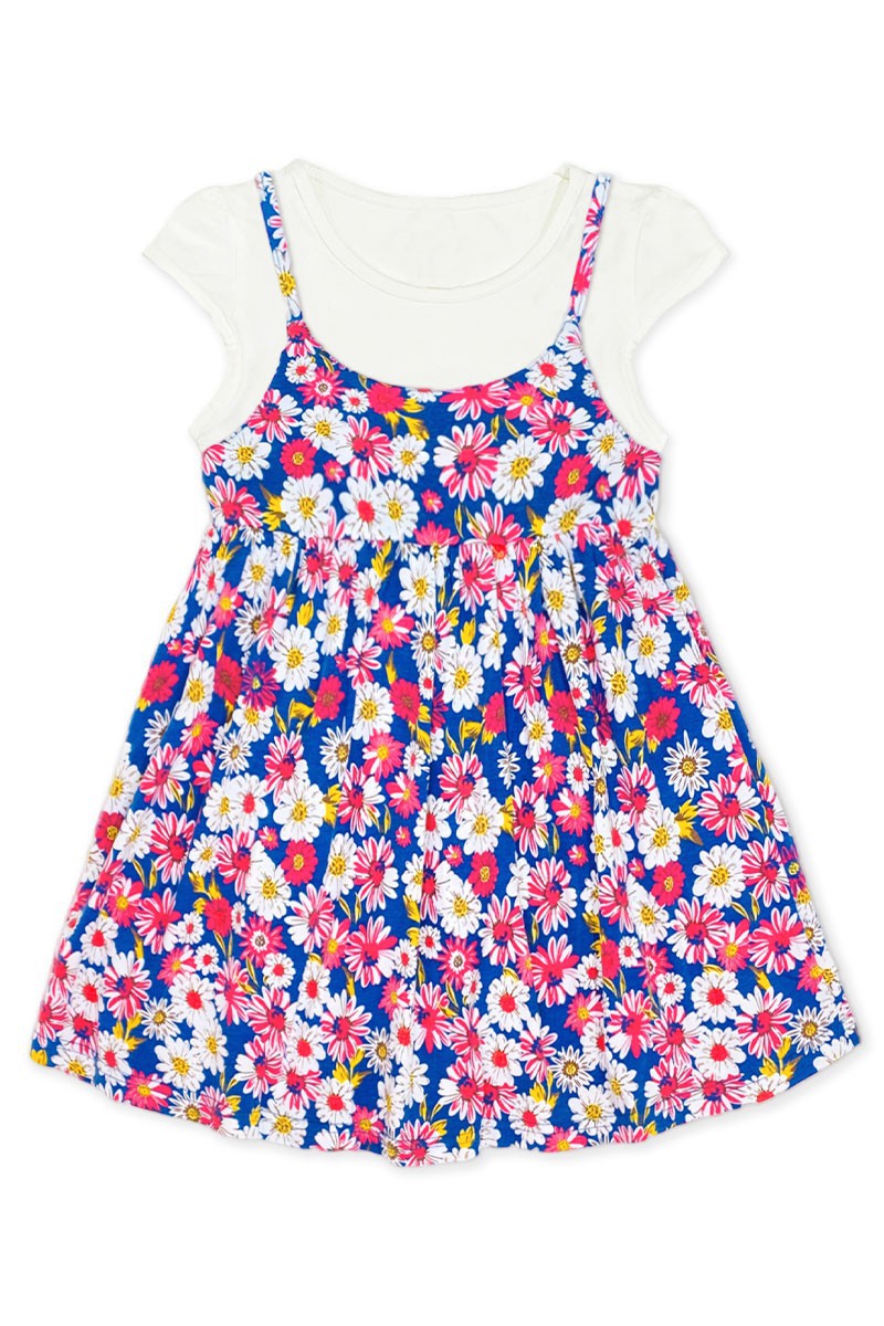 Toddlers Floral Dress Pink/Blue
