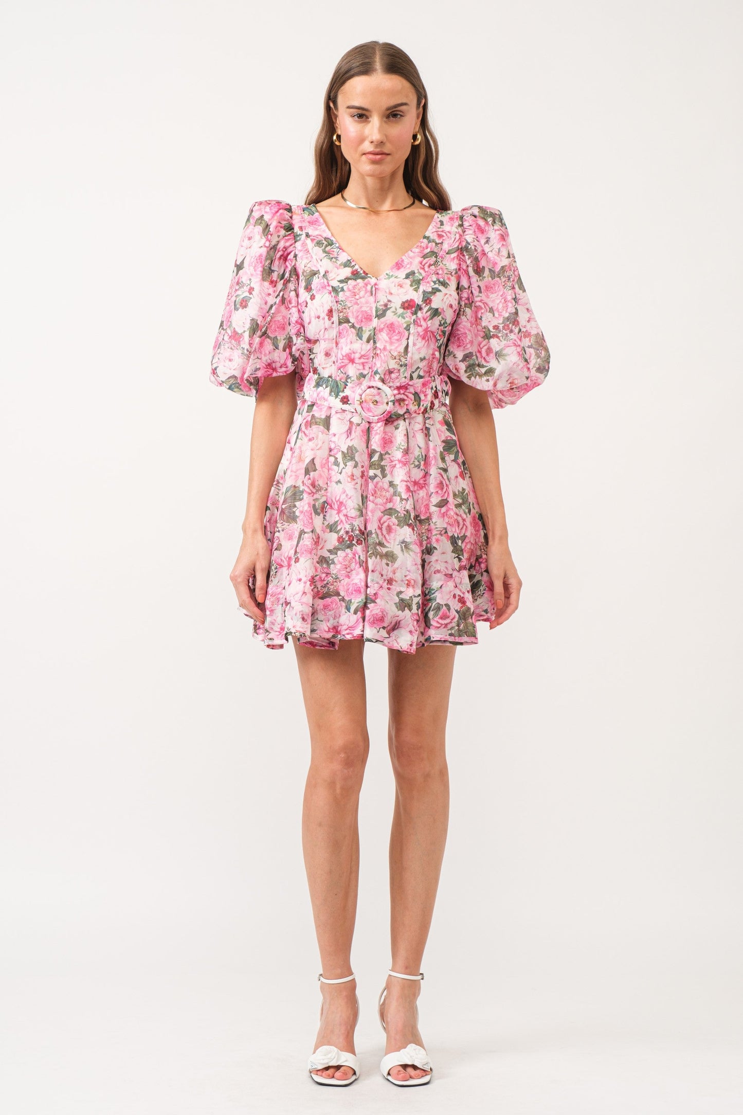 Floral Printed Organza Mini Dress