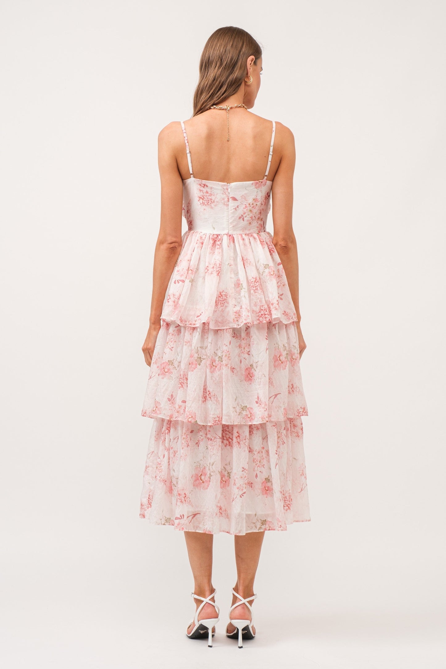 Floral Printed Tiered Dress with Front Bow
