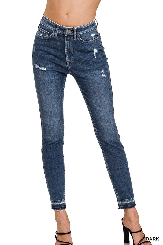 Zenana High Rise Distressed Cropped Skinny Jeans