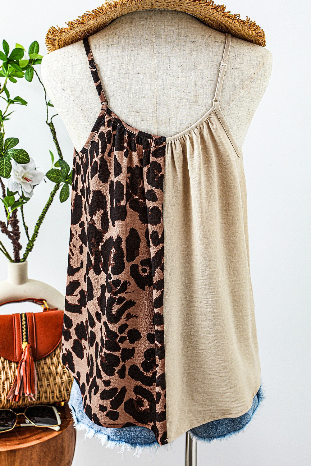 Leopard Print Contrast Patchwork Tank
