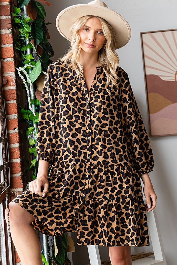 Leopard Print Woven Dress