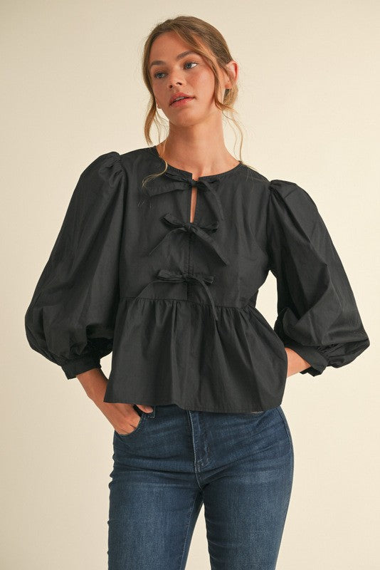 Bow Tie Peplum Top