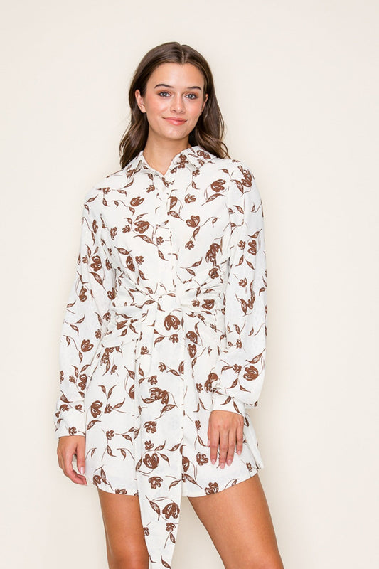Mood-Setting Autumn Floral Shirt Dress