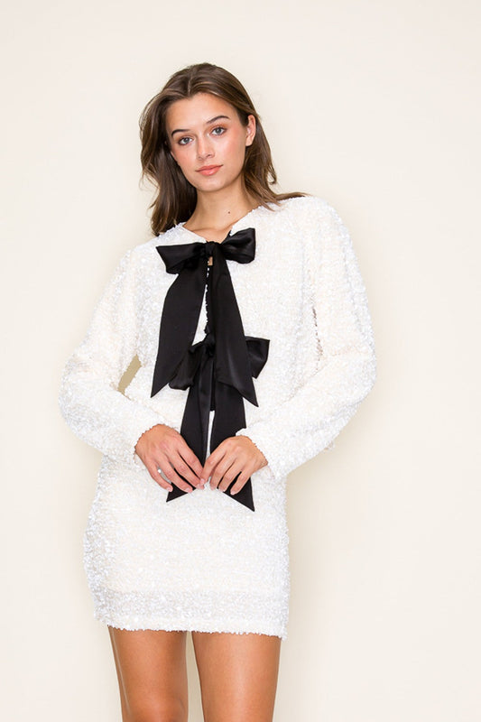 Elegant White Velvet Sequin Set