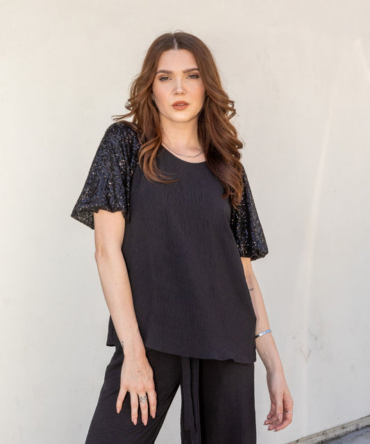 Sequin Sleeve Top