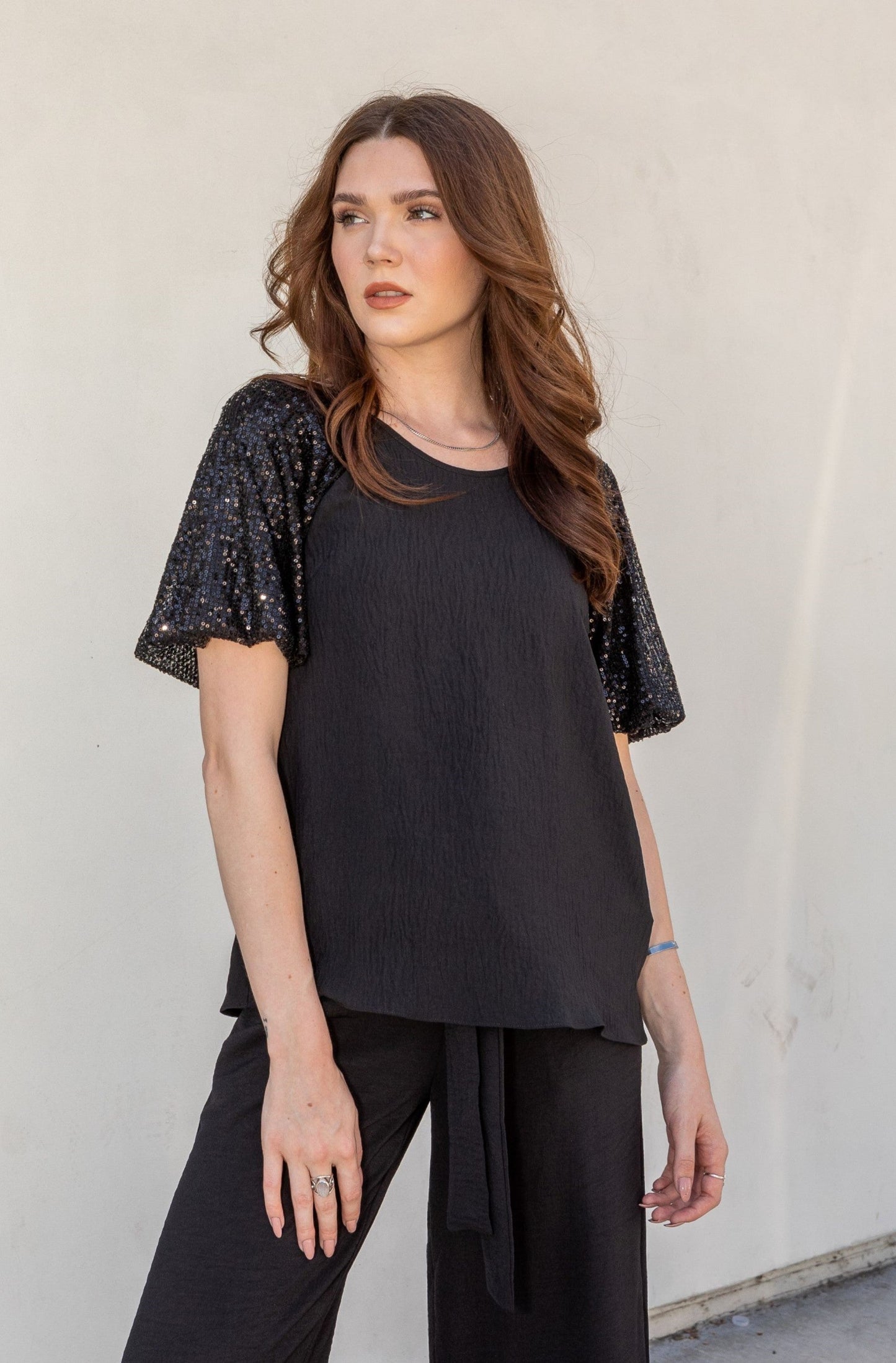 Sequin Sleeve Top