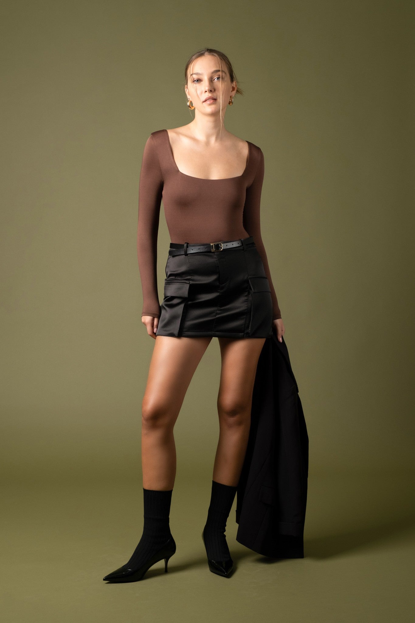 Bodysuit Square Neck Long Sleeve