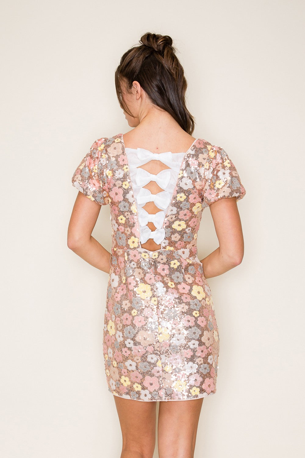 Floral Sequin Mini Dress