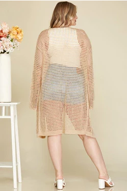 Sheer Open Front Cardigan Sweater
