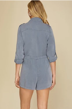 Romper with Roll-Up Sleeve