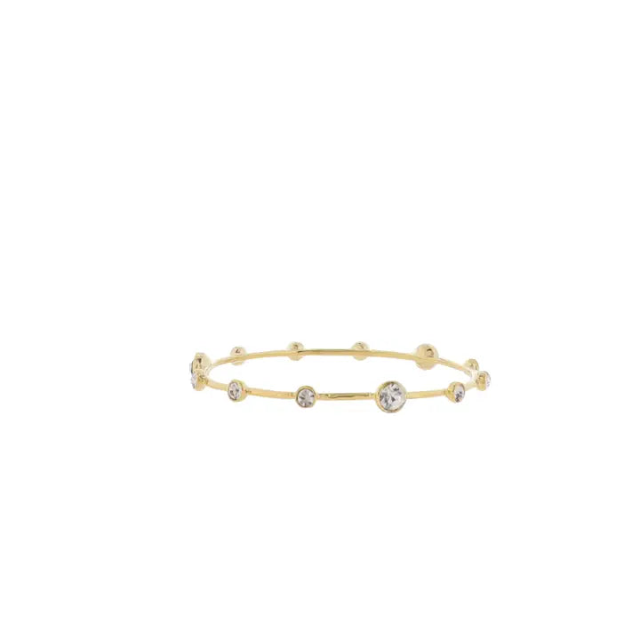 JANE MARIE 18K Gold Plated Bangle Bracelet with Multi Sized Crystals