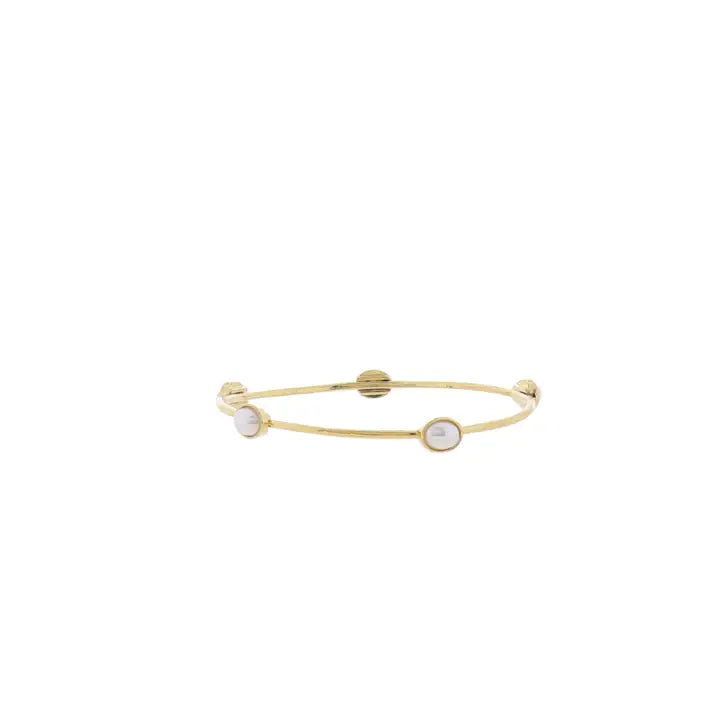 JANE MARIE  18K Gold Plated Bangle Bracelet with Pearl Ovals