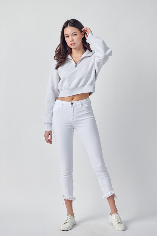 Cello Mid Rise Cropped Jean with Extreme Frayed Hem
