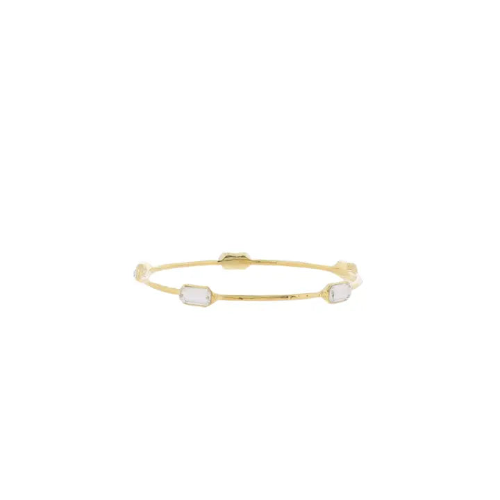 JANE MARIE 18K Gold Plated Bangle Bracelet with Crystal Rectangles
