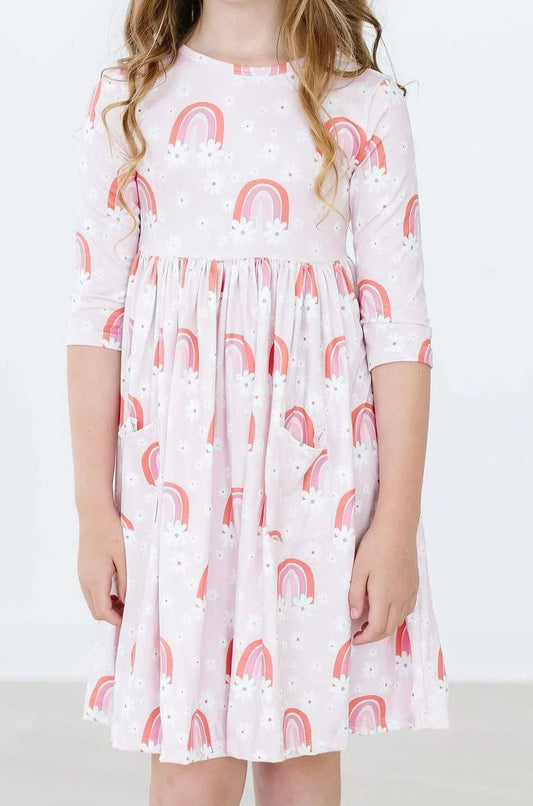 Fun & Flowers 3/4 Sleeve Pocket Twirl Dress