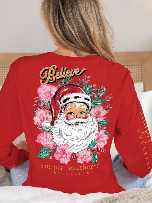 Simply Southern Santa "Believe" Long Sleeve T-shirt