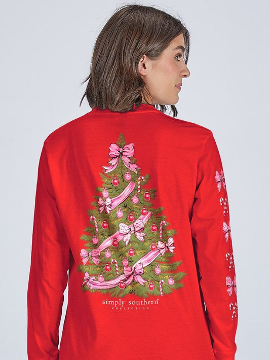 SIMPLY SOUTHERN WOMENS LONG SLEEVE RED WITH TREE