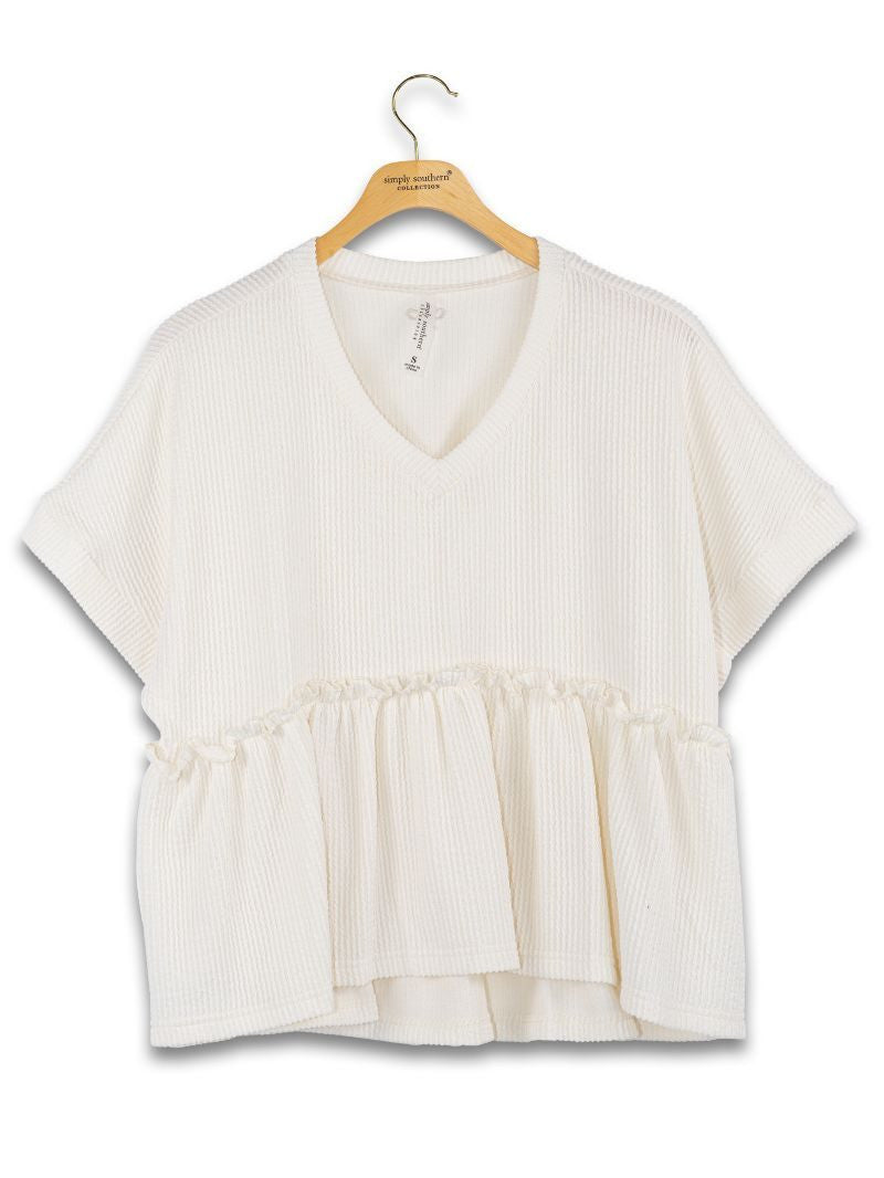 SS Ruffle Top Pearl