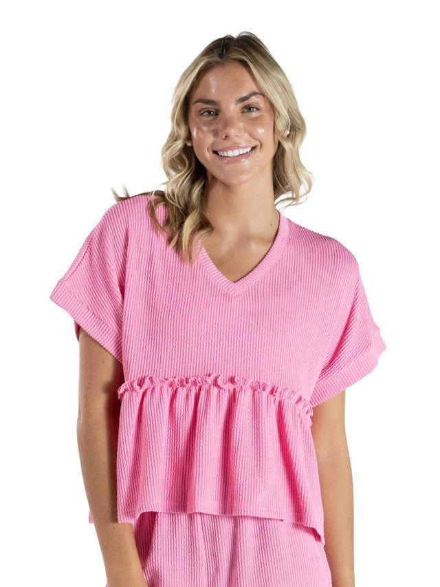 SS Ruffle Top Pink
