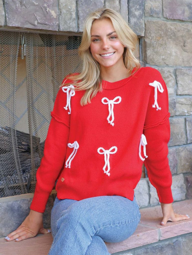 Simply Southern Cable Knit Sweater with Bows