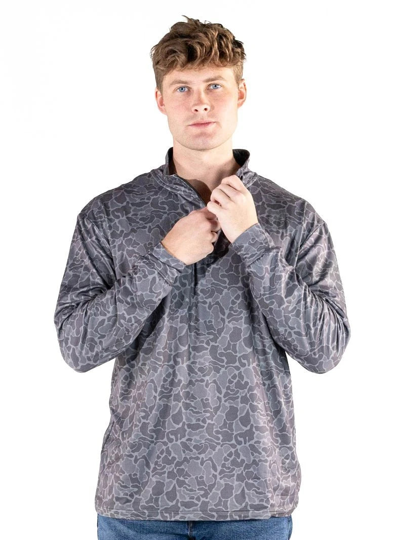Mens Grey Camo Quarterzip