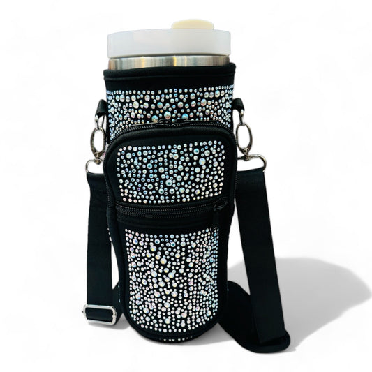 Rhinestone Tumbler Holder Carrier With Phone Pocket
