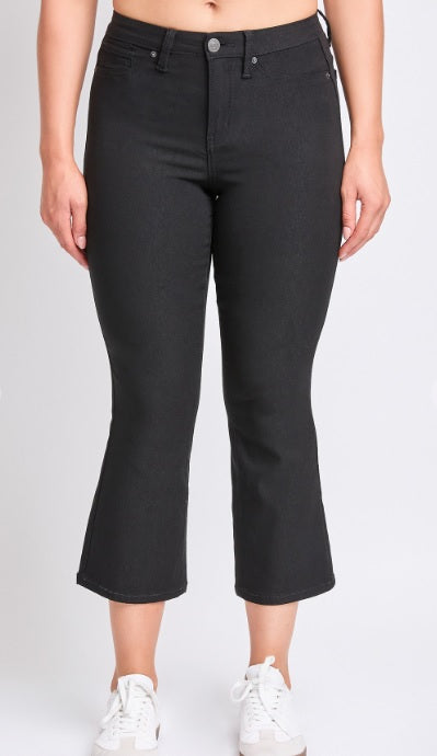 Black Hyperstretch Cropped Kick Flare Pants