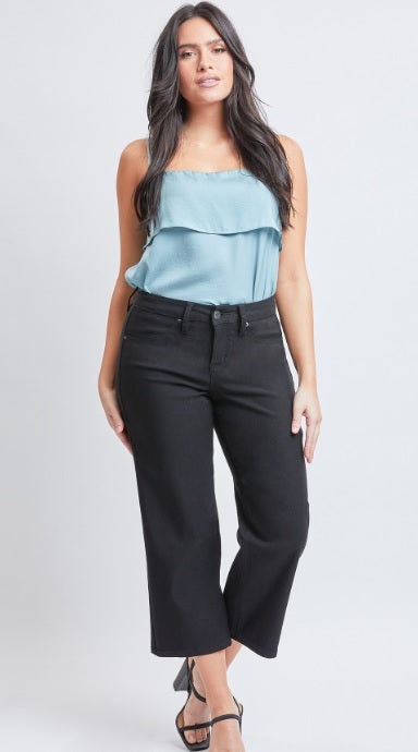 Black Missy Mid-Rise Hyperstretch Wide Leg Flood