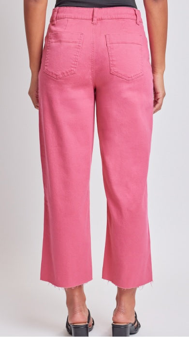 Barberry Pink Cropped High-Rise Wide Leg Pants