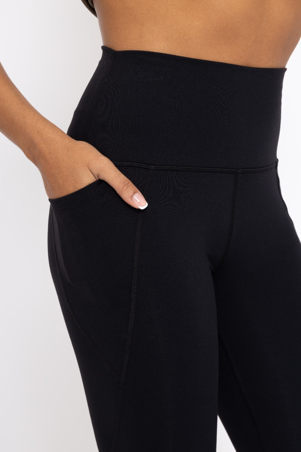 Mono B Tapered Band Solid High Waist Leggings