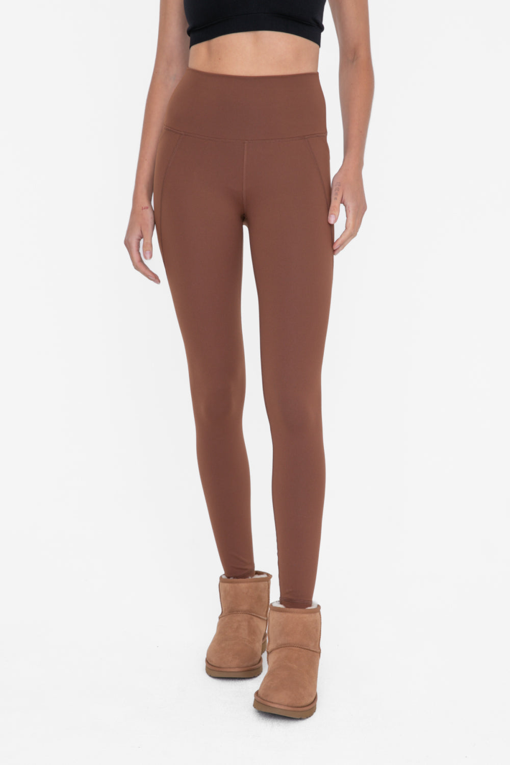 Mono B Tapered Band Solid High Waist Leggings