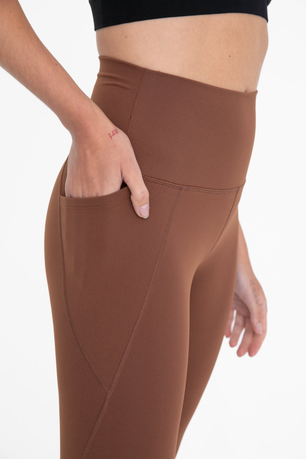 Mono B Tapered Band Solid High Waist Leggings