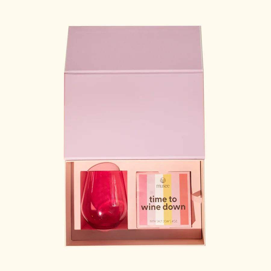 Musee Cheers Wine Glass & Salt Box Gift Set