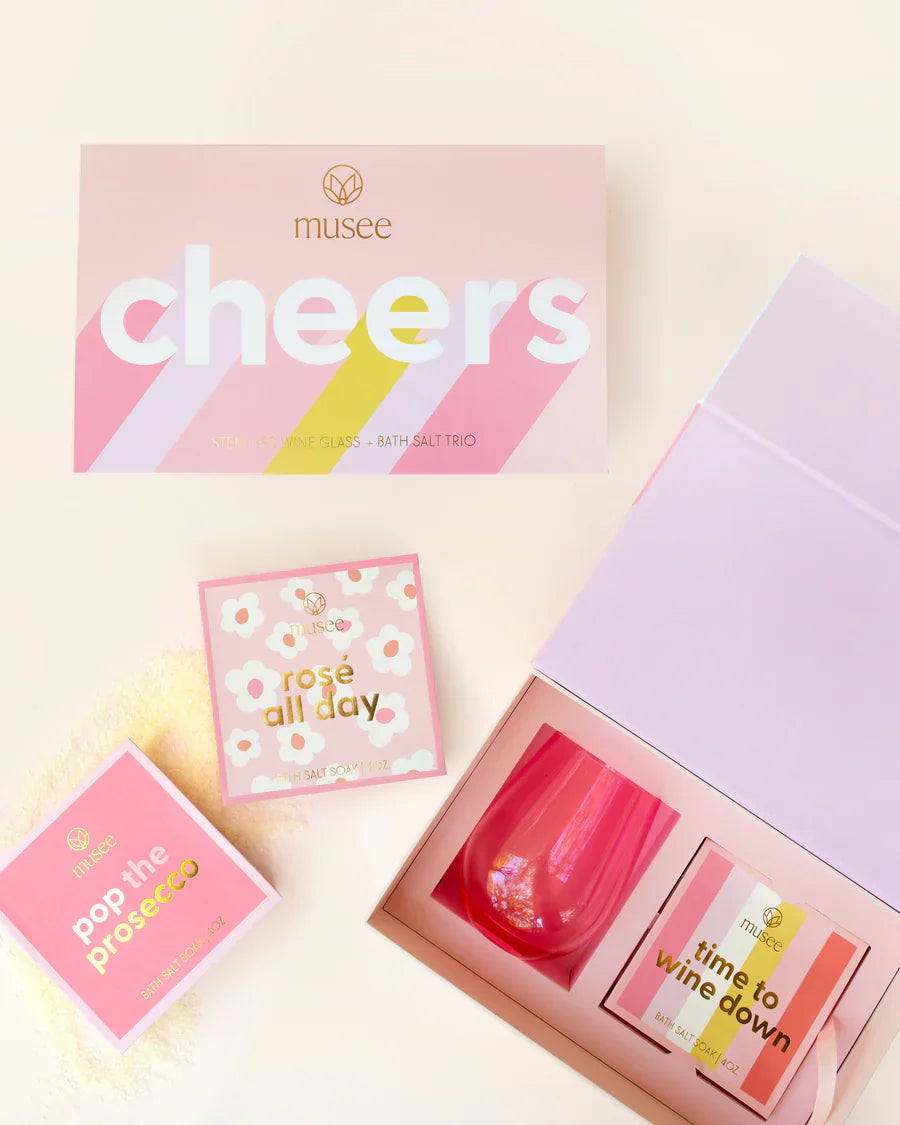 Musee Cheers Wine Glass & Salt Box Gift Set