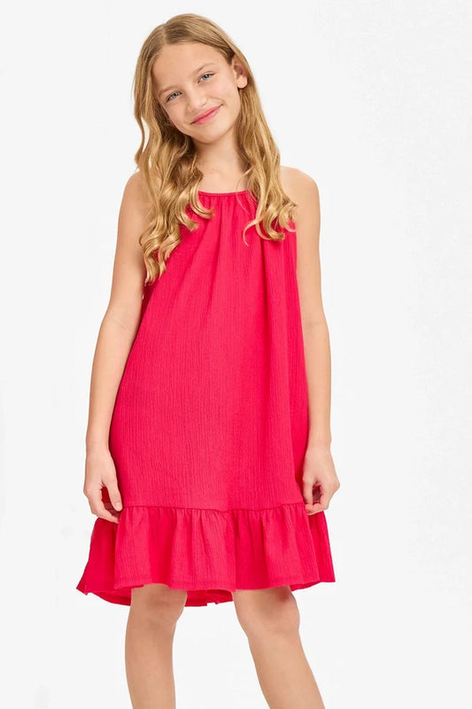 GOOD GIRL crinkle texture ruffle dress
