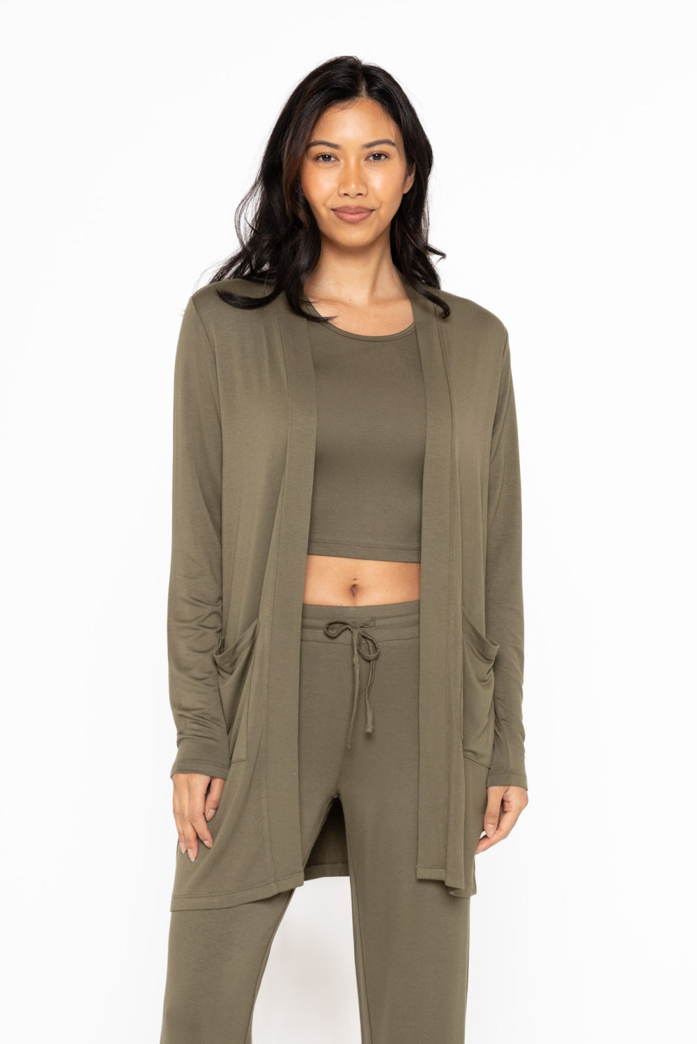 Mono B Lounge Open Front Terry Cardigan