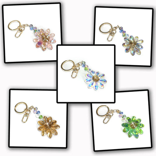 Flower Power Crystal Daisy Keychain